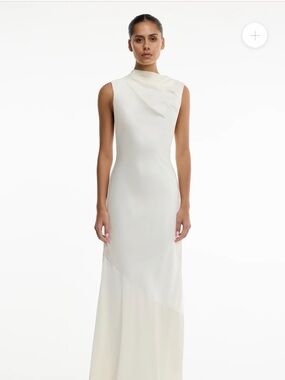 Sleeveless Ivory High-Neck Maxi Dress